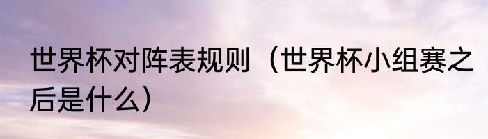 世界杯对阵表规则（世界杯小组赛之后是什么）