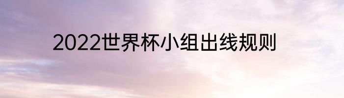 2022世界杯小组出线规则