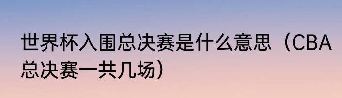 世界杯入围总决赛是什么意思（CBA总决赛一共几场）