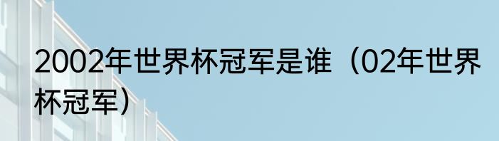 2002年世界杯冠军是谁(02年世界杯冠军)