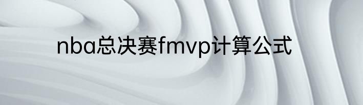 nba总决赛fmvp计算公式