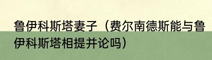 鲁伊科斯塔妻子（费尔南德斯能与鲁伊科斯塔相提并论吗）