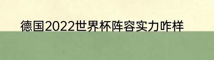 德国2022世界杯阵容实力咋样