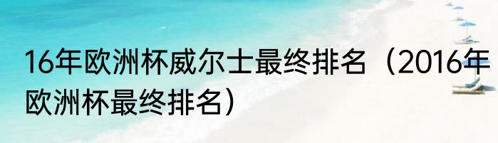16年欧洲杯威尔士最终排名（2016年欧洲杯最终排名）