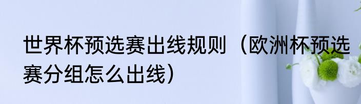世界杯预选赛出线规则（欧洲杯预选赛分组怎么出线）