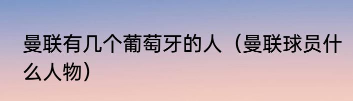 曼联有几个葡萄牙的人（曼联球员什么人物）