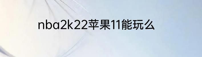 nba2k22苹果11能玩么