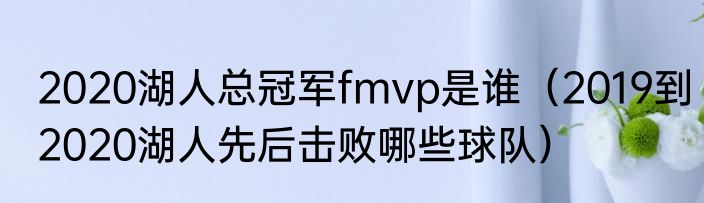 2020湖人总冠军fmvp是谁（2019到2020湖人先后击败哪些球队）