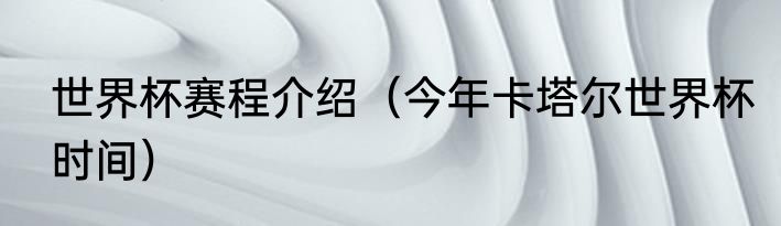 世界杯赛程介绍（今年卡塔尔世界杯时间）