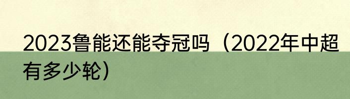 2023鲁能还能夺冠吗（2022年中超有多少轮）