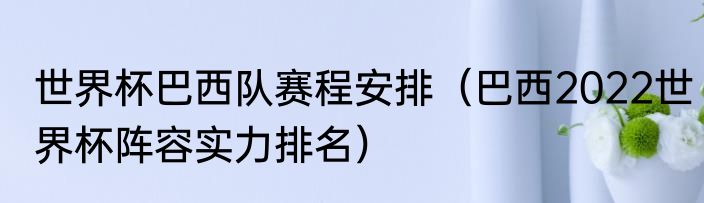 世界杯巴西队赛程安排（巴西2022世界杯阵容实力排名）