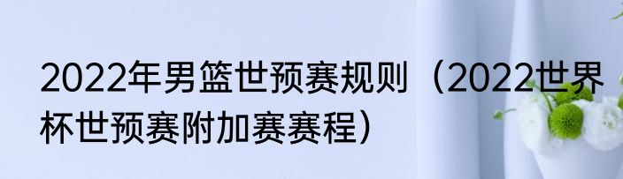2022年男篮世预赛规则（2022世界杯世预赛附加赛赛程）