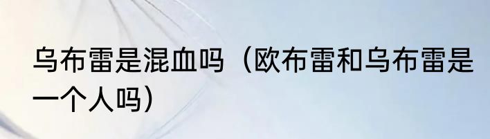 乌布雷是混血吗（欧布雷和乌布雷是一个人吗）