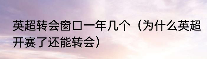 英超转会窗口一年几个（为什么英超开赛了还能转会）