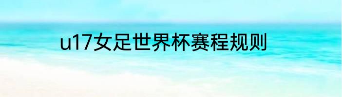 u17女足世界杯赛程规则