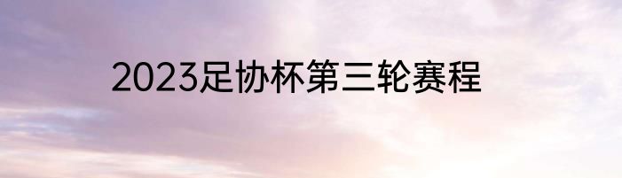 2023足协杯第三轮赛程