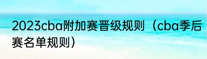 2023cba附加赛晋级规则（cba季后赛名单规则）