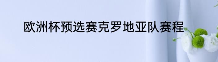 欧洲杯预选赛克罗地亚队赛程