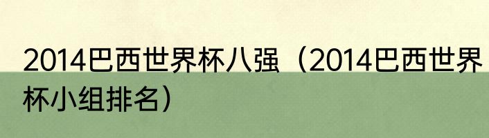 2014巴西世界杯八强（2014巴西世界杯小组排名）