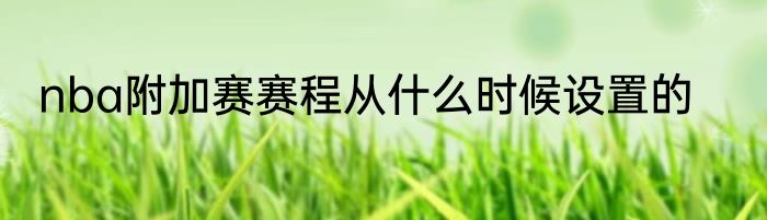 nba附加赛赛程从什么时候设置的
