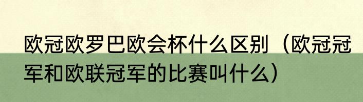 欧冠欧罗巴欧会杯什么区别（欧冠冠军和欧联冠军的比赛叫什么）