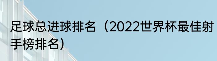 足球总进球排名（2022世界杯最佳射手榜排名）