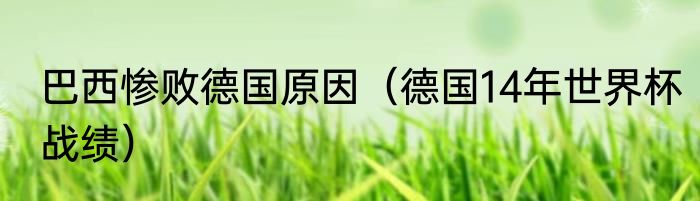 巴西惨败德国原因（德国14年世界杯战绩）