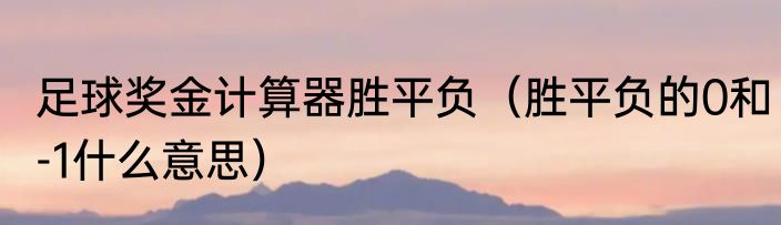 足球奖金计算器胜平负（胜平负的0和-1什么意思）