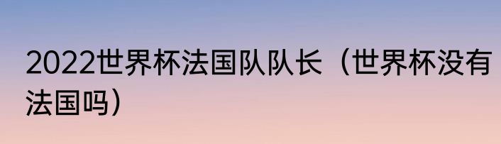 2022世界杯法国队队长（世界杯没有法国吗）