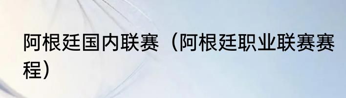 阿根廷国内联赛（阿根廷职业联赛赛程）