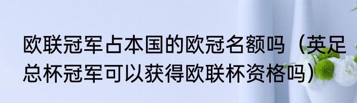 欧联冠军占本国的欧冠名额吗（英足总杯冠军可以获得欧联杯资格吗）