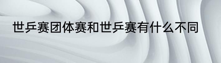 世乒赛团体赛和世乒赛有什么不同