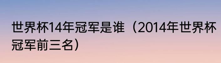 世界杯14年冠军是谁（2014年世界杯冠军前三名）