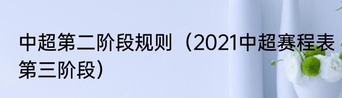 中超第二阶段规则（2021中超赛程表第三阶段）