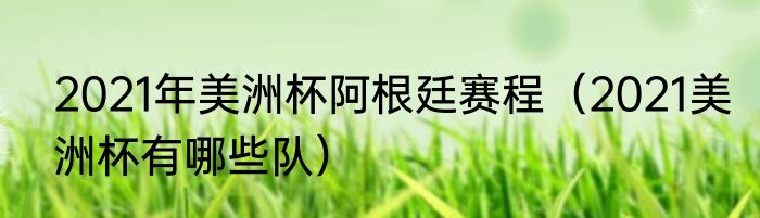 2021年美洲杯阿根廷赛程（2021美洲杯有哪些队）