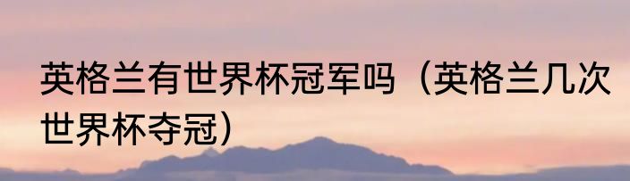 英格兰有世界杯冠军吗（英格兰几次世界杯夺冠）