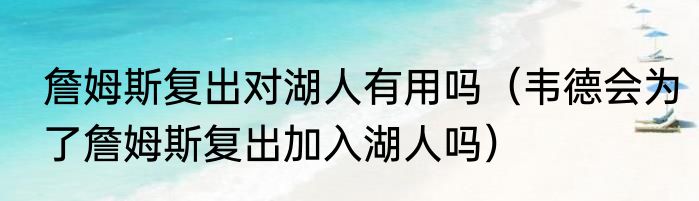 詹姆斯复出对湖人有用吗（韦德会为了詹姆斯复出加入湖人吗）
