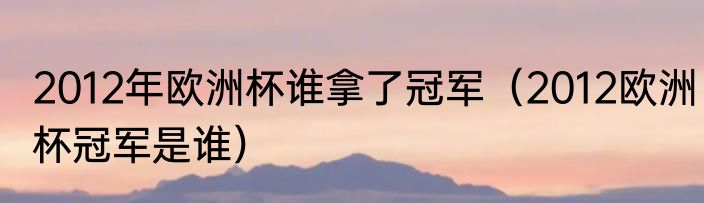 2012年欧洲杯谁拿了冠军（2012欧洲杯冠军是谁）