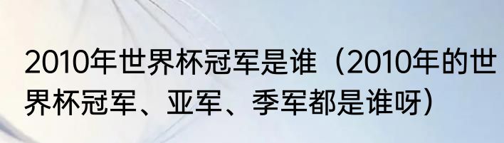 2010年世界杯冠军是谁（2010年的世界杯冠军、亚军、季军都是谁呀）