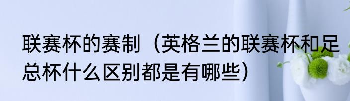 联赛杯的赛制（英格兰的联赛杯和足总杯什么区别都是有哪些）