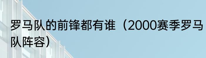 罗马队的前锋都有谁（2000赛季罗马队阵容）