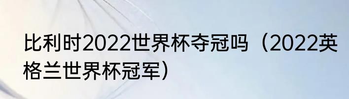 比利时2022世界杯夺冠吗（2022英格兰世界杯冠军）
