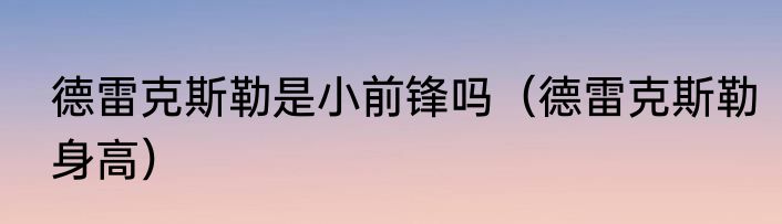 德雷克斯勒是小前锋吗（德雷克斯勒身高）