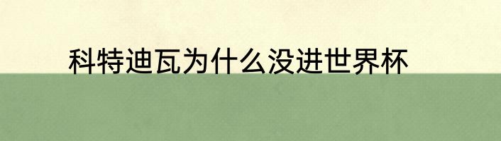 科特迪瓦为什么没进世界杯