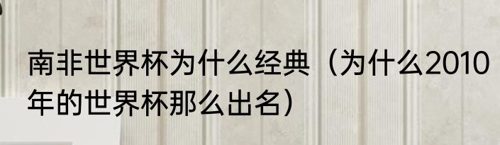 南非世界杯为什么经典（为什么2010年的世界杯那么出名）