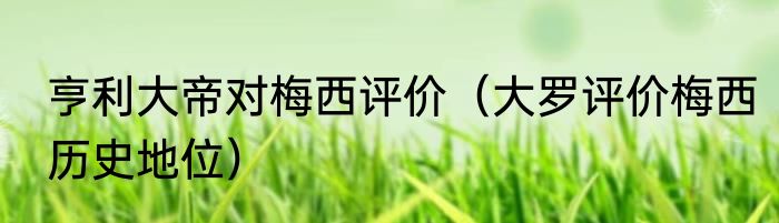亨利大帝对梅西评价（大罗评价梅西历史地位）