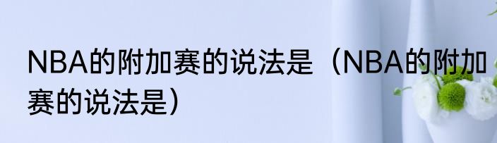 NBA的附加赛的说法是（NBA的附加赛的说法是）