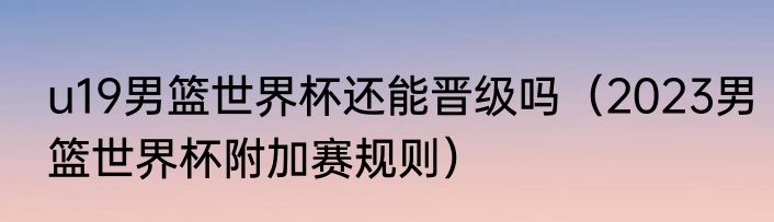 u19男篮世界杯还能晋级吗(2023男篮世界杯附加赛规则)