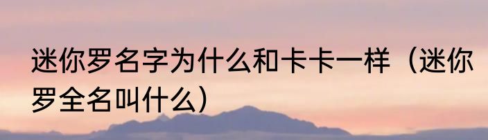 迷你罗名字为什么和卡卡一样（迷你罗全名叫什么）