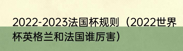 2022-2023法国杯规则（2022世界杯英格兰和法国谁厉害）